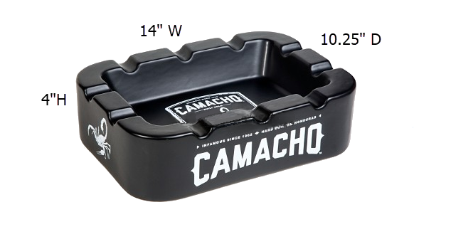 Ashtray Camacho Large Black Metallic 14 x 10.25 x 4 Holds 10 Cigars