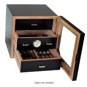 RENOWNED COLLECTION -Black Cabinet Humidor - Holds 75
