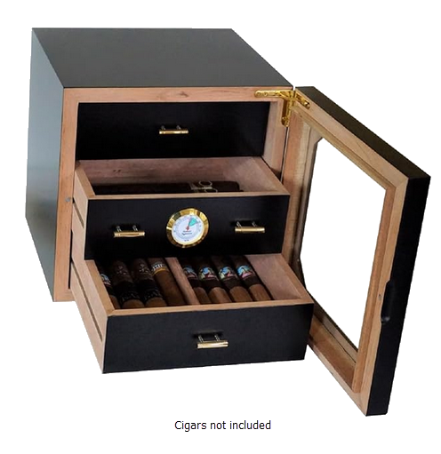 RENOWNED COLLECTION -Black Cabinet Humidor - Holds 75