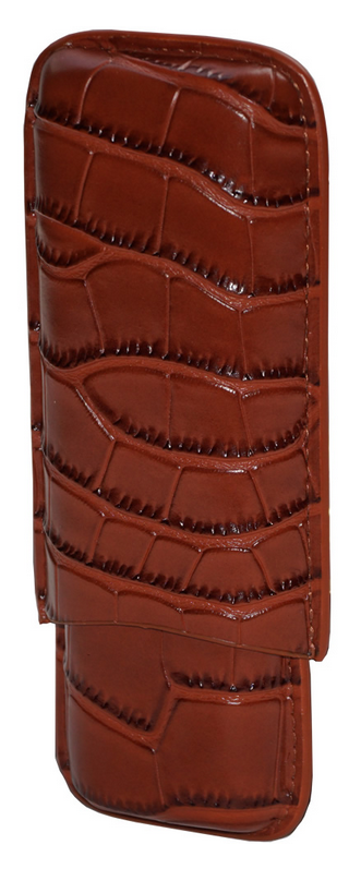 THE GENTLEMEN CLUB COLLECTION  Sorrento 2-Cigar Leather Case - Brown