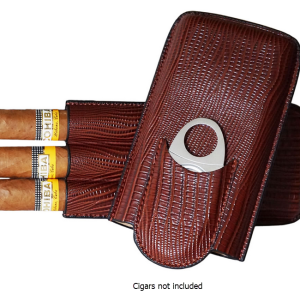 THE GENTLEMEN CLUB COLLECTION -Venezia Leather Case - Brown - Includes Cutter