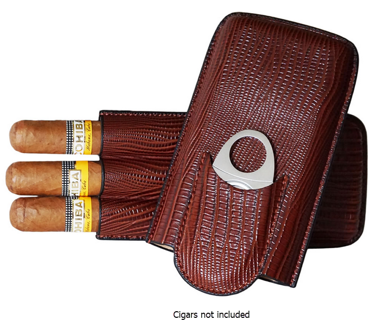 THE GENTLEMEN CLUB COLLECTION -Venezia Leather Case - Brown - Includes Cutter